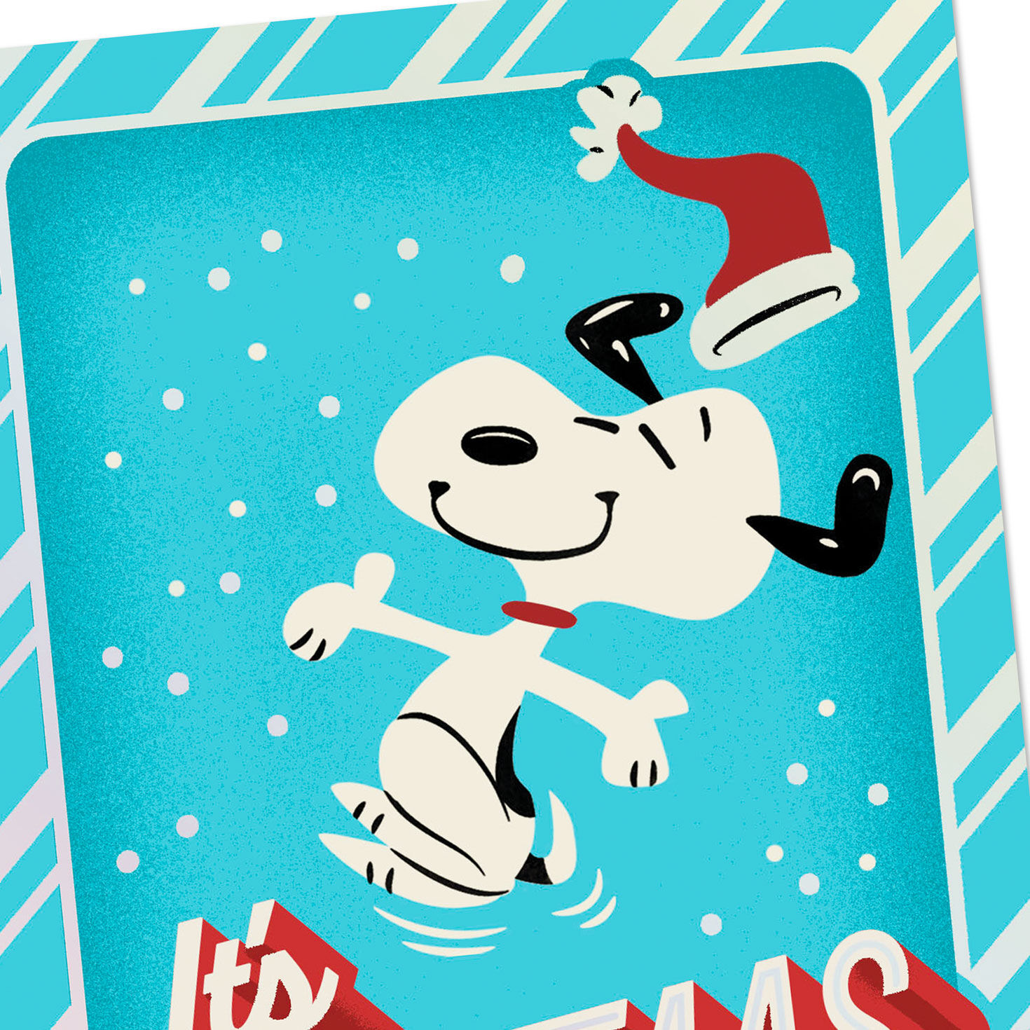 Dancing Snoopy on Blue Money Holder Christmas Card Card Front Detail image number 5