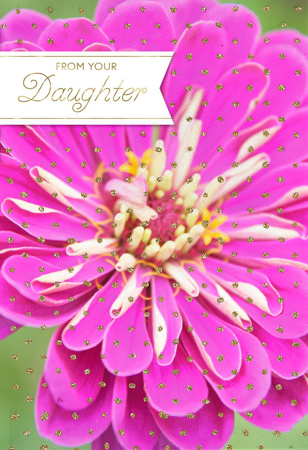 Pink Zinnia Mother's Day Card From Daughter