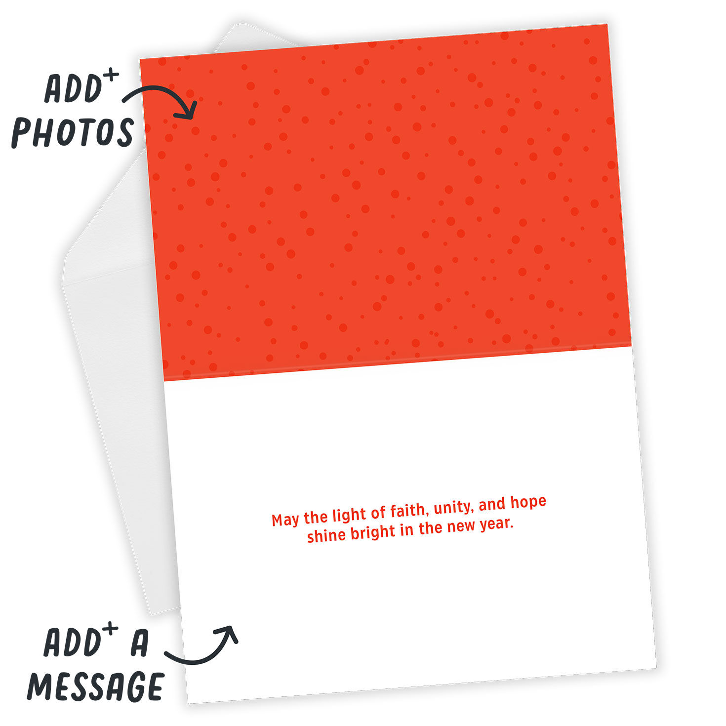 Kinara and Scrapbook Photo Personalized Kwanzaa Card Open Card with Envelope indicating personalization image number 4