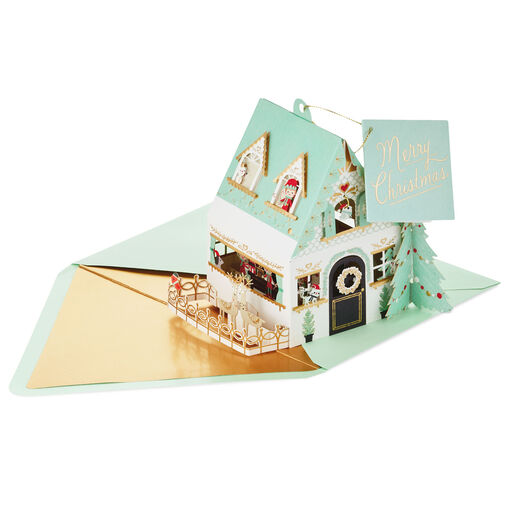 Merry Christmas Santa's Workshop 3D Pop-Up Ornament Christmas Card, 