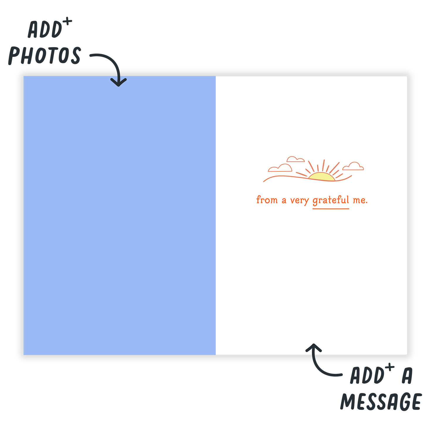 Orange Starburst on Yellow Thank You Card Open Card indicating personalization image number 3