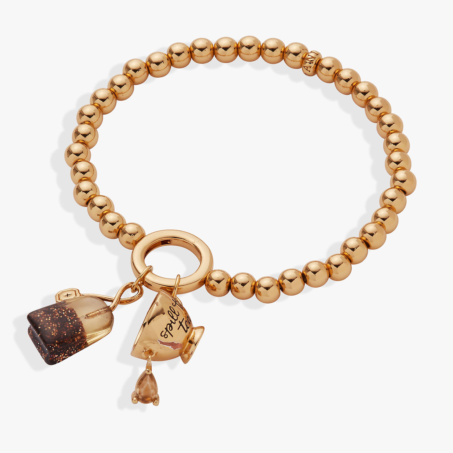 Alex And Ani 'Spill the Tea' Cup & Tea Bag Stretch Bracelet