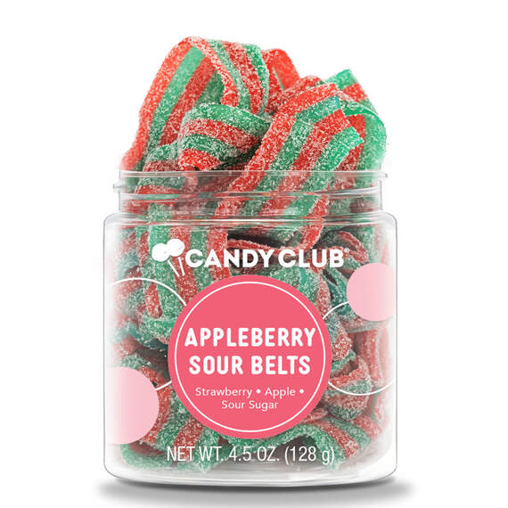 Candy Club Appleberry Belts Gummy Candies in Jar, 4.5 oz.