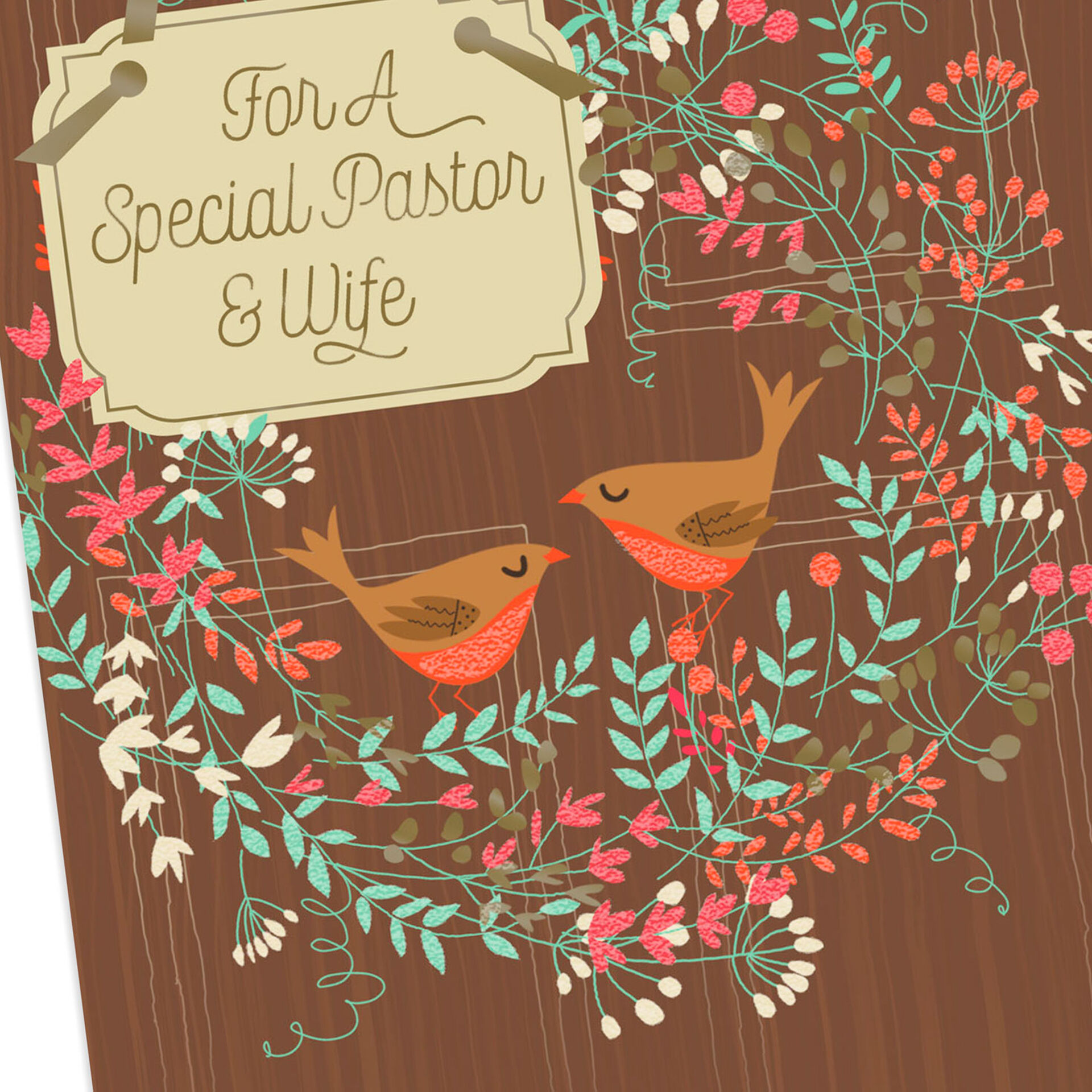 Birds and Wreath Pastor and Wife Appreciation Card - Greeting Cards