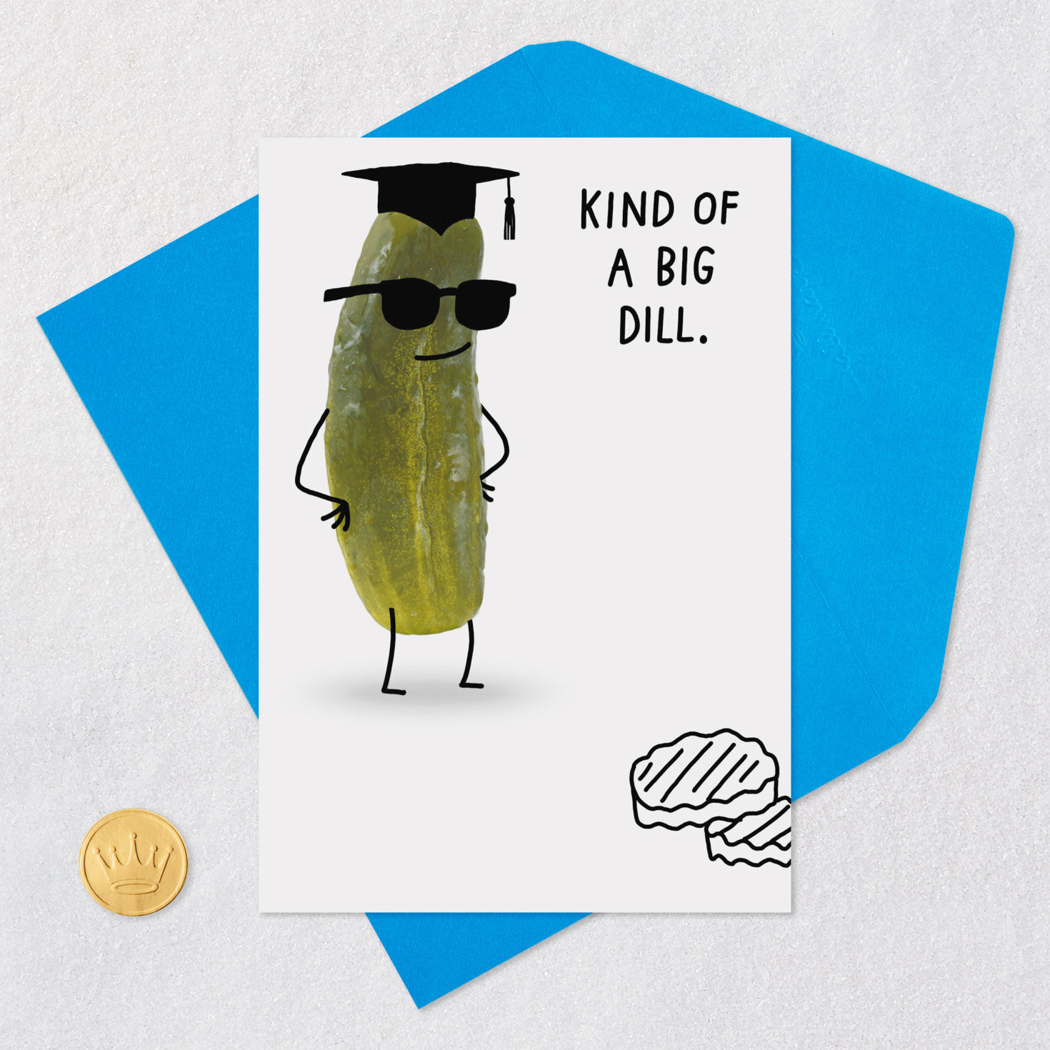Dill Pickle Funny Graduation Card Card Front with Envelope and Gold Seal image number 5