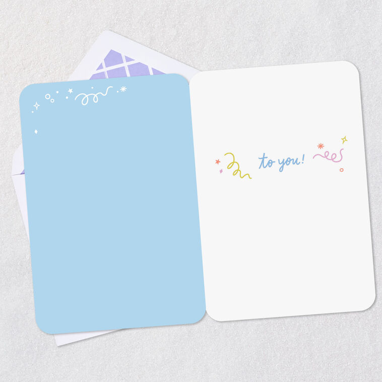 Champagne Bottle and Confetti Congratulations Card Open card with envelope image number 3