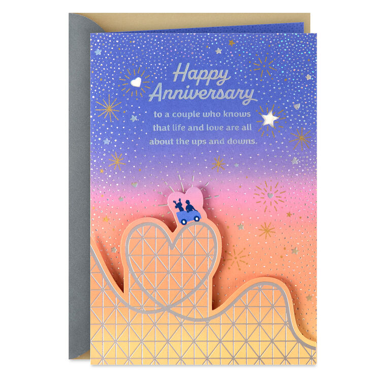 Starry Roller Coaster Anniversary Card for Couple