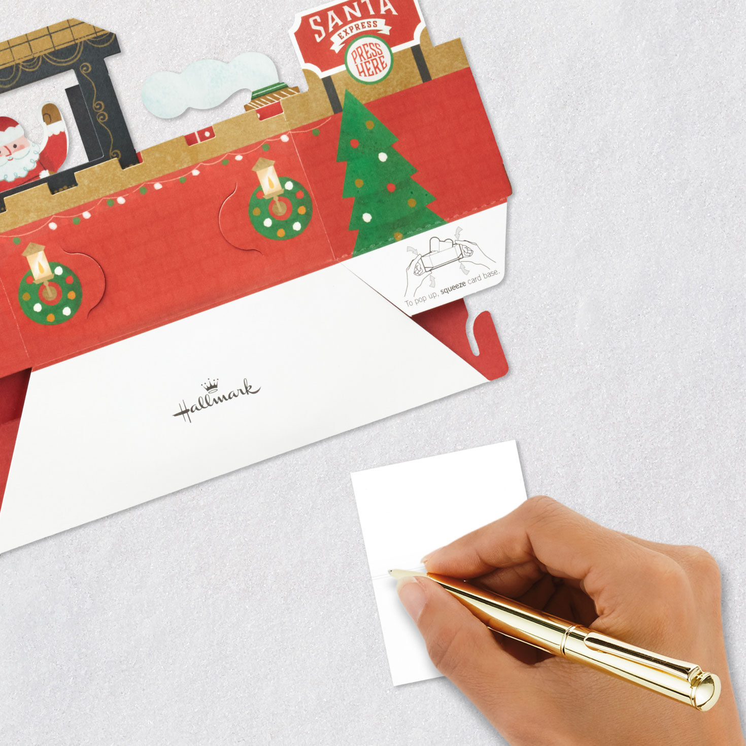 Santa Train Musical & Motion Pop-Up Christmas Card signing card image number 6