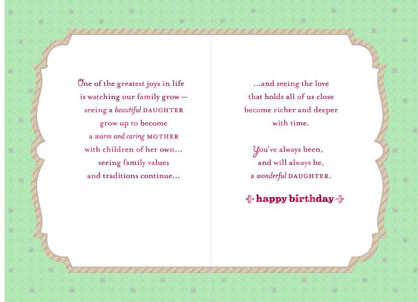 Daughter with New Family Birthday Card