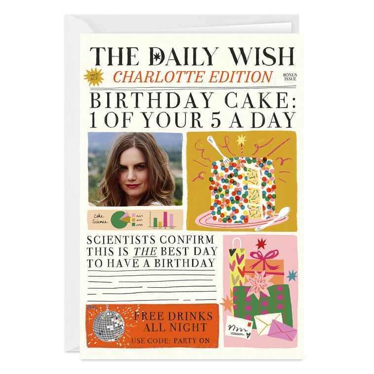 Birthday Cake News Custom Card