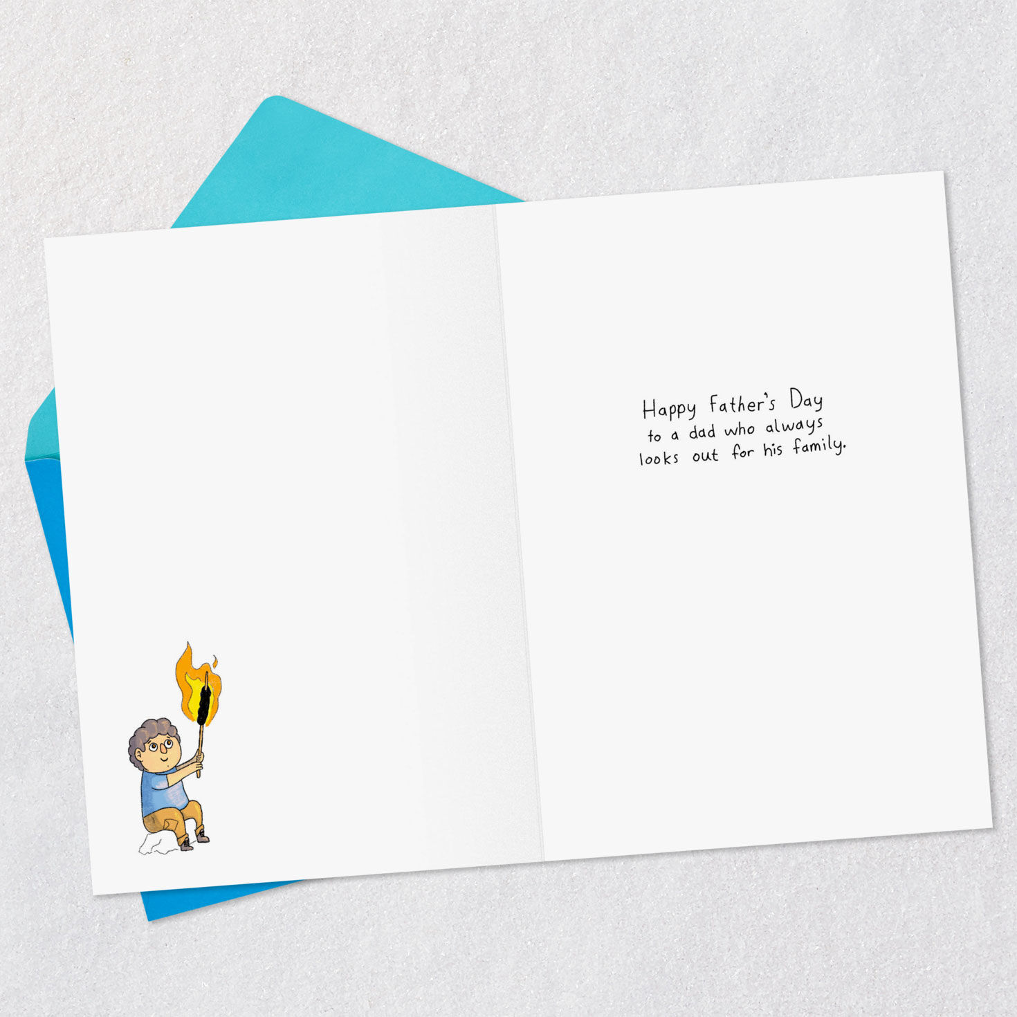 Campfire Cartoon Father's Day Card Open Card with Envelope image number 3