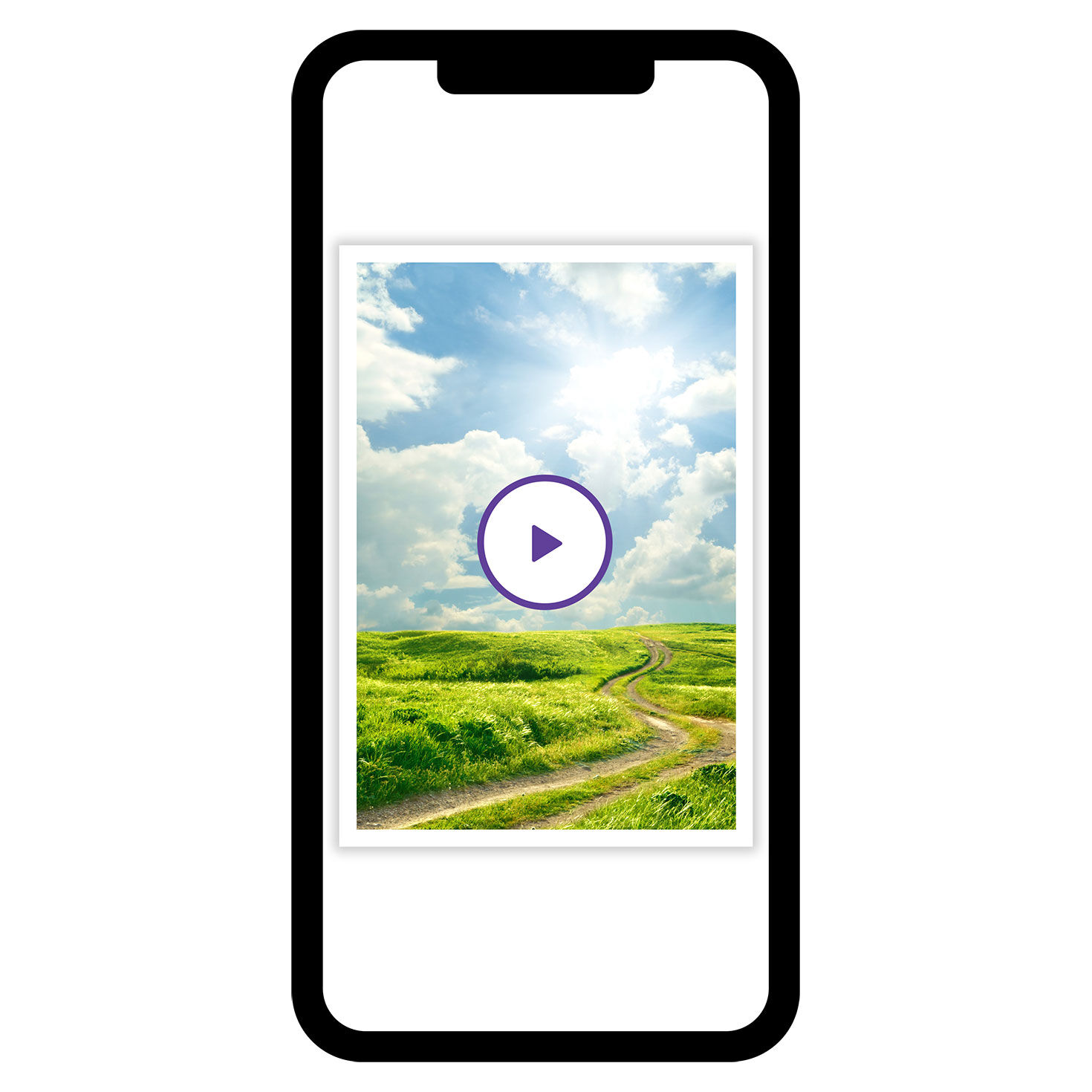 Green Fields Blue Sky and Clouds Personalized Card phone with card front image number 1