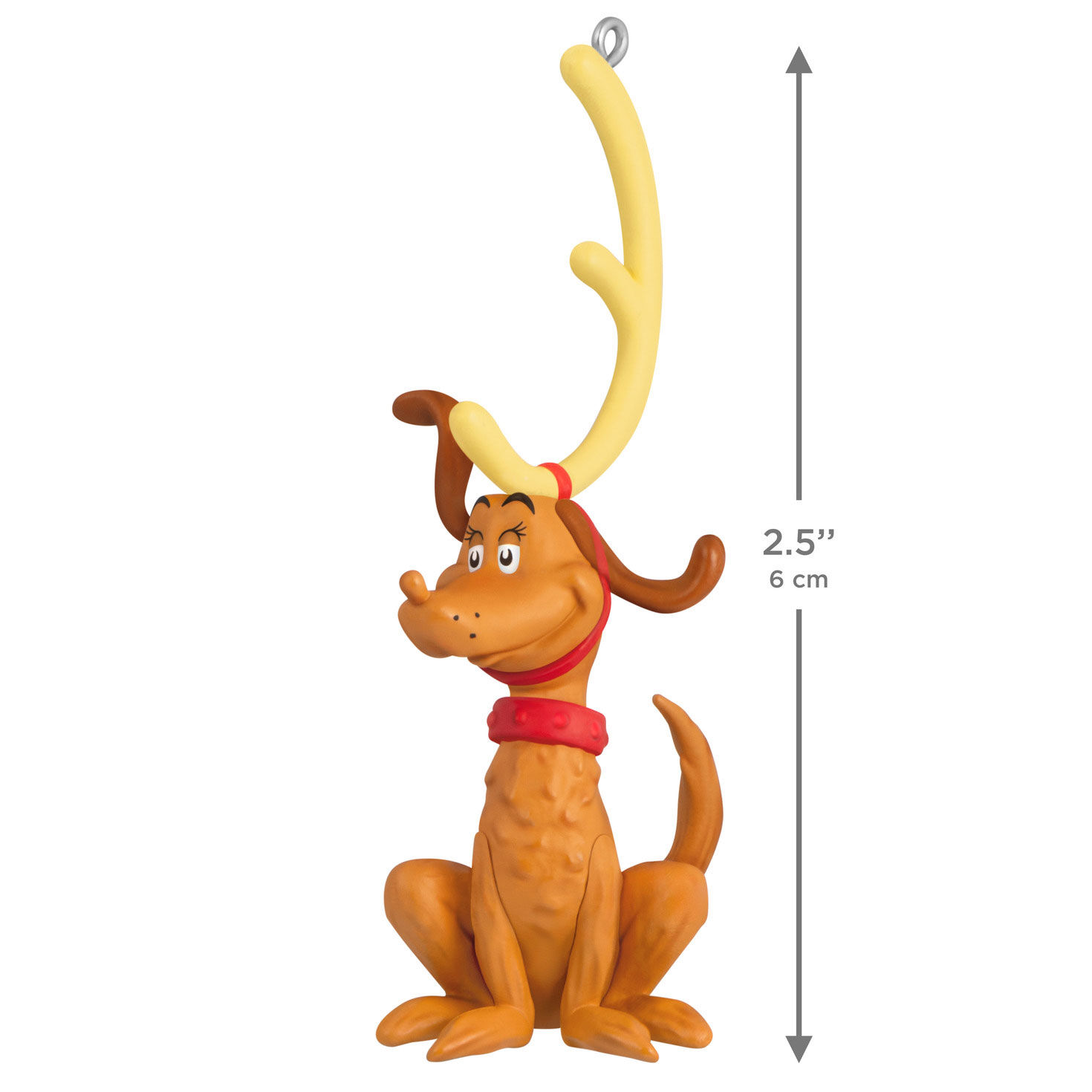 Grinch Max the Dog With Antler Keepsake Ornament measurement image number 3