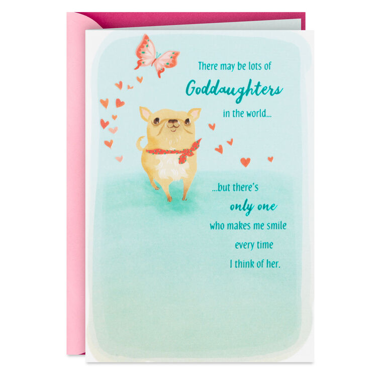Smiling Thinking of You Birthday Card for Goddaughter, , large image number 1