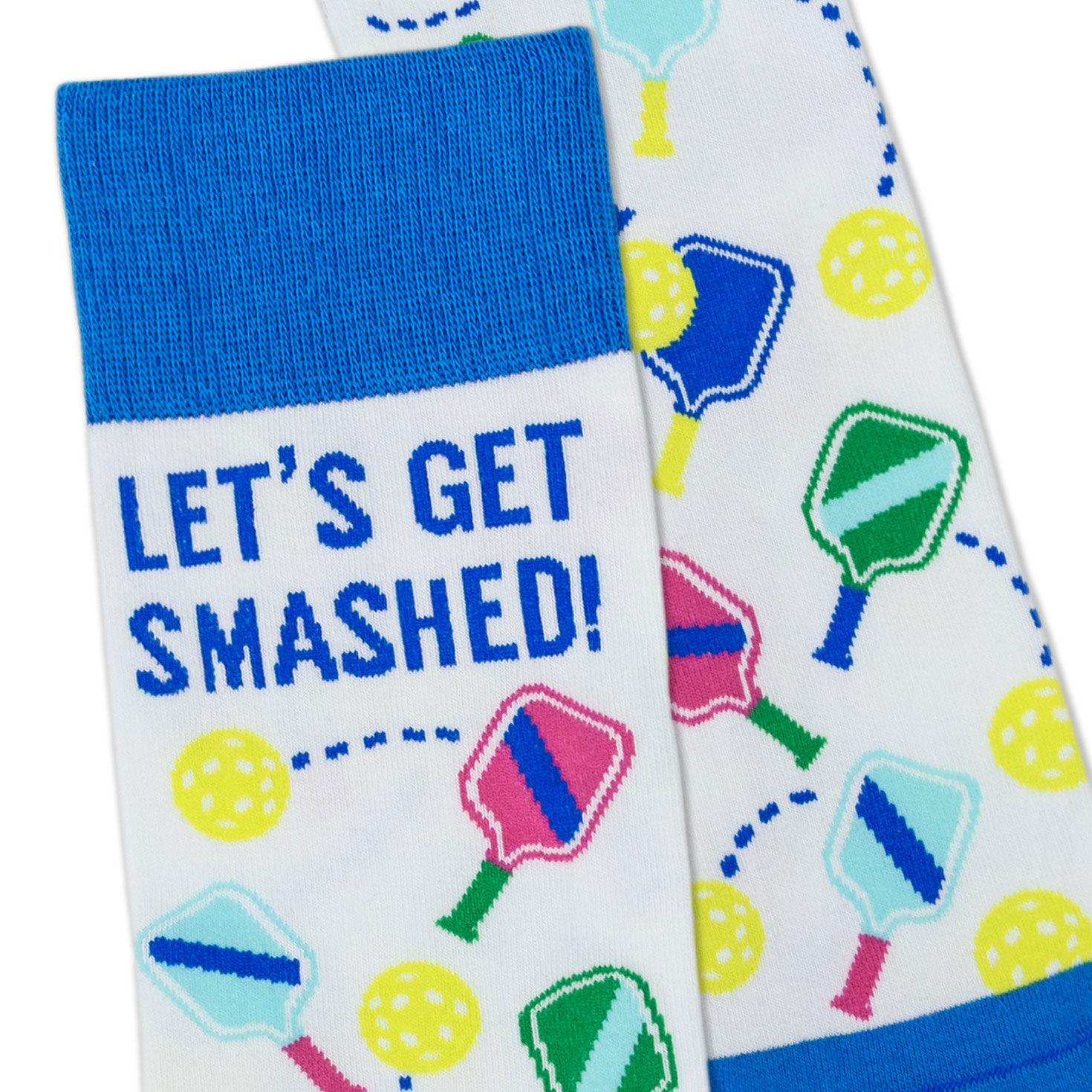 Pickleball Themed Novelty Crew Socks With Puns upclose view image number 3