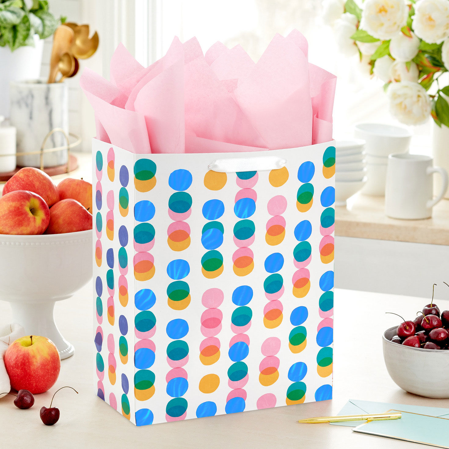 13" Falling Rows of Dots Large Gift Bag With Tissue Paper for only USD 6.99 | Hallmark
