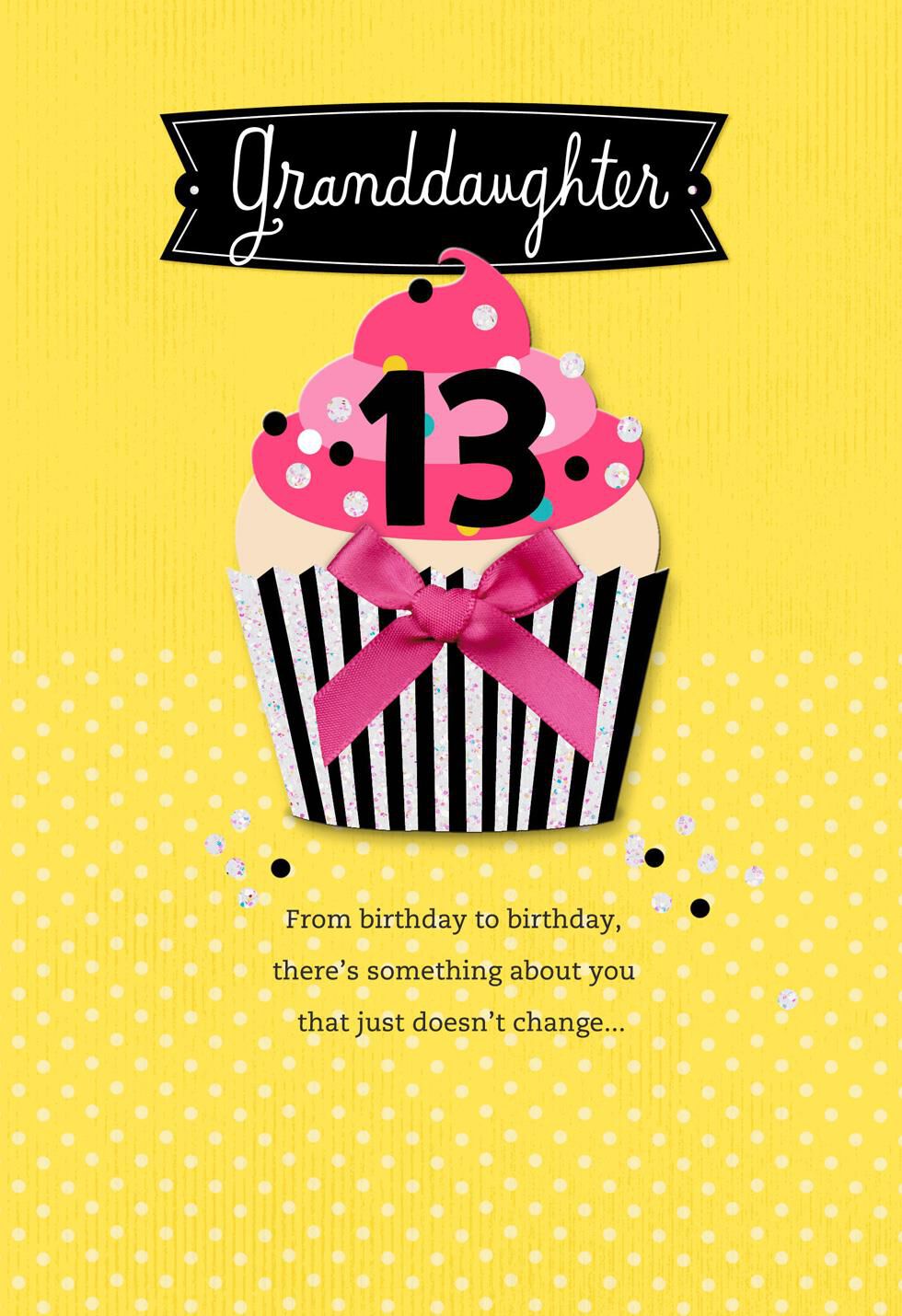 Pretty Cupcake 13th Birthday Card for Granddaughter