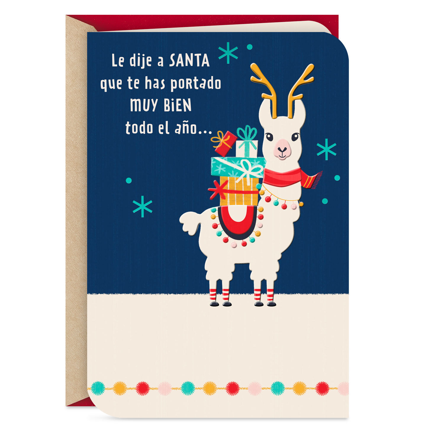 Santa Says You've Been Good Llama Spanish-Language Christmas Card for Kids