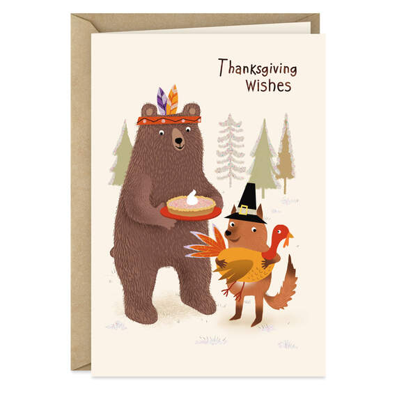 Bear and Fox Little Joys Thanksgiving Card, , large image number 1