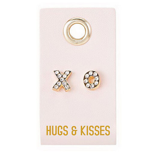 X O Hugs & Kisses Sparkly Stud Earrings, 