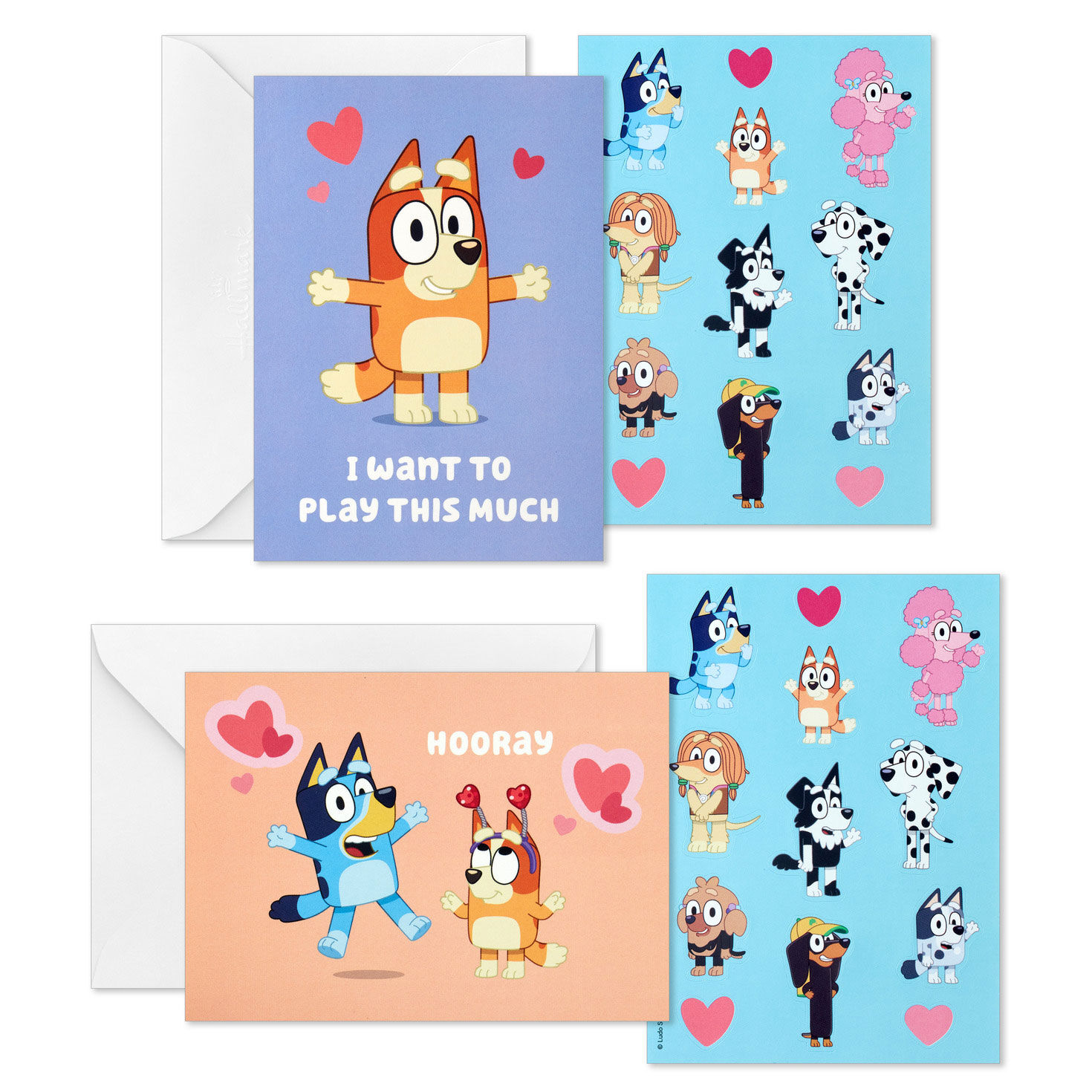 Bluey and Bingo Kids Assorted Valentines With Stickers, Pack of 24, , large image number 2