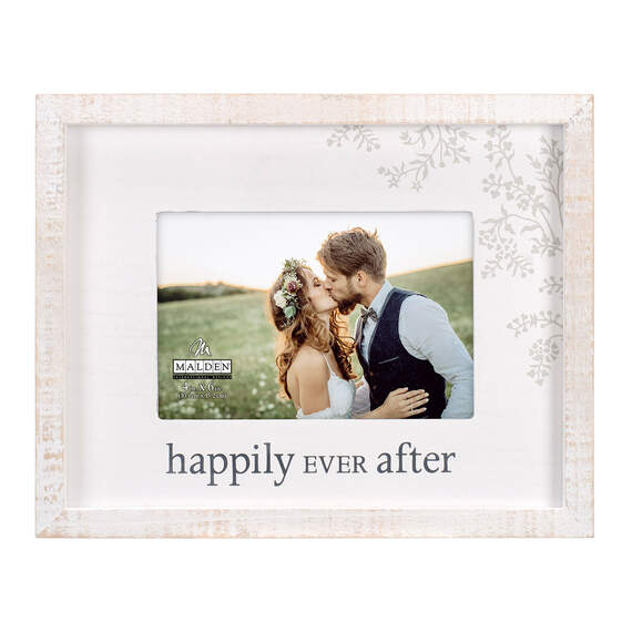 Malden Happily Ever After Rustic White Wood Picture Frame, 4x6