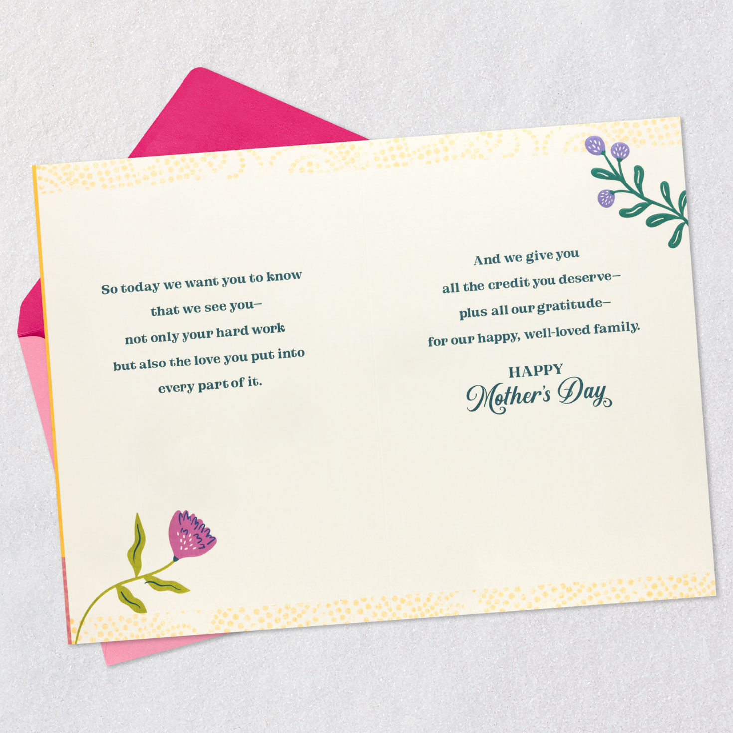 Flowers in Vase Mama Mother's Day Card From All Open card with envelope image number 4