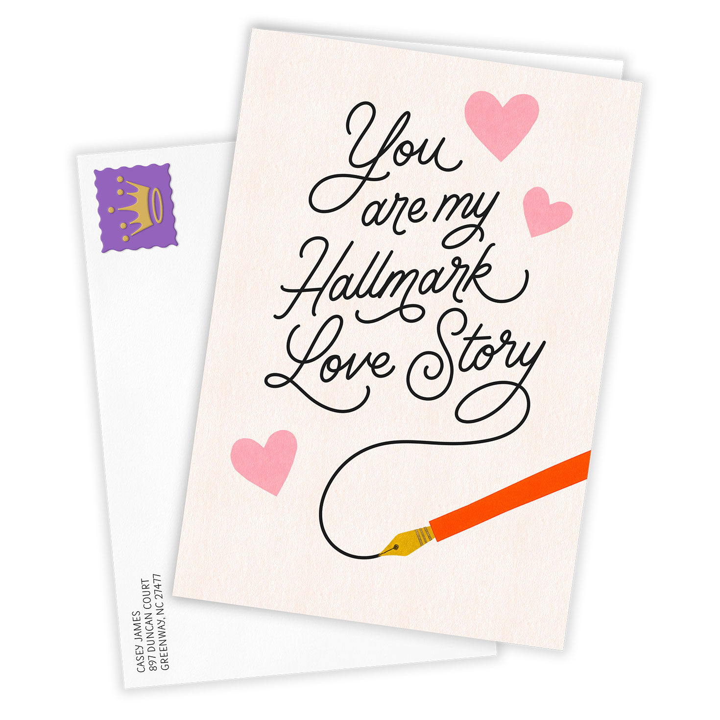Pen Writing Hallmark Love Story Personalized Card Card Front with Envelope image number 2