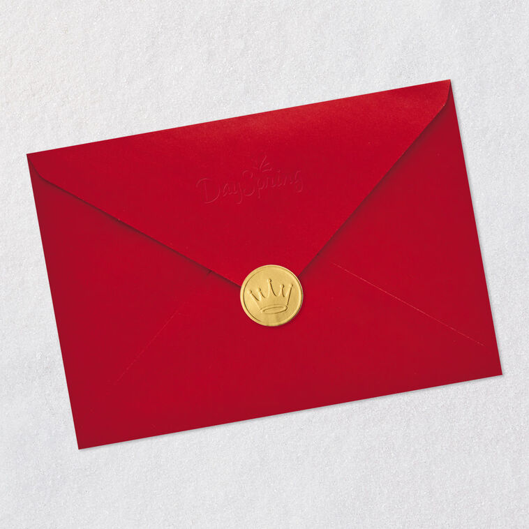 Snowflake on Pink Christmas Card for Wife Envelope Back with Seal image number 9