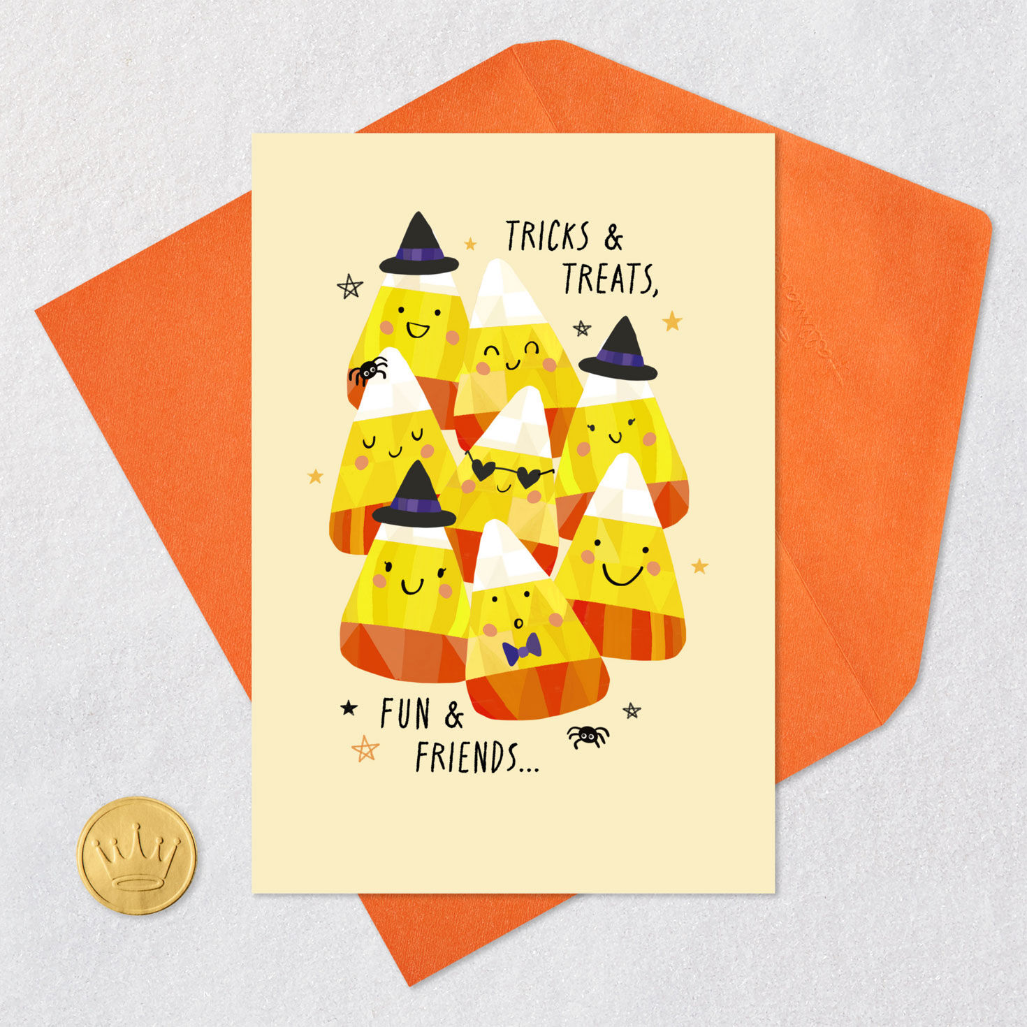Tricks and Treats, Fun and Friends Halloween Card Card Front with Envelope and Gold Seal image number 5