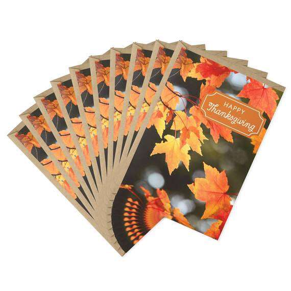 Colorful Fall Leaves Thanksgiving Cards, Pack of 10