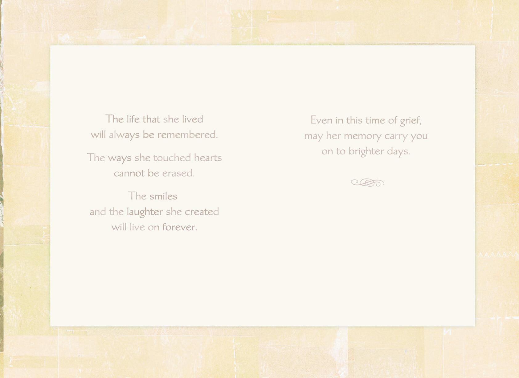 Your Mom's Memory Lives On Sympathy Card