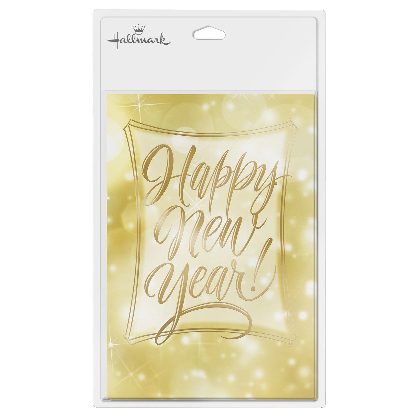 Bokeh Lights on Gold New Year Cards Pack package front image number 7