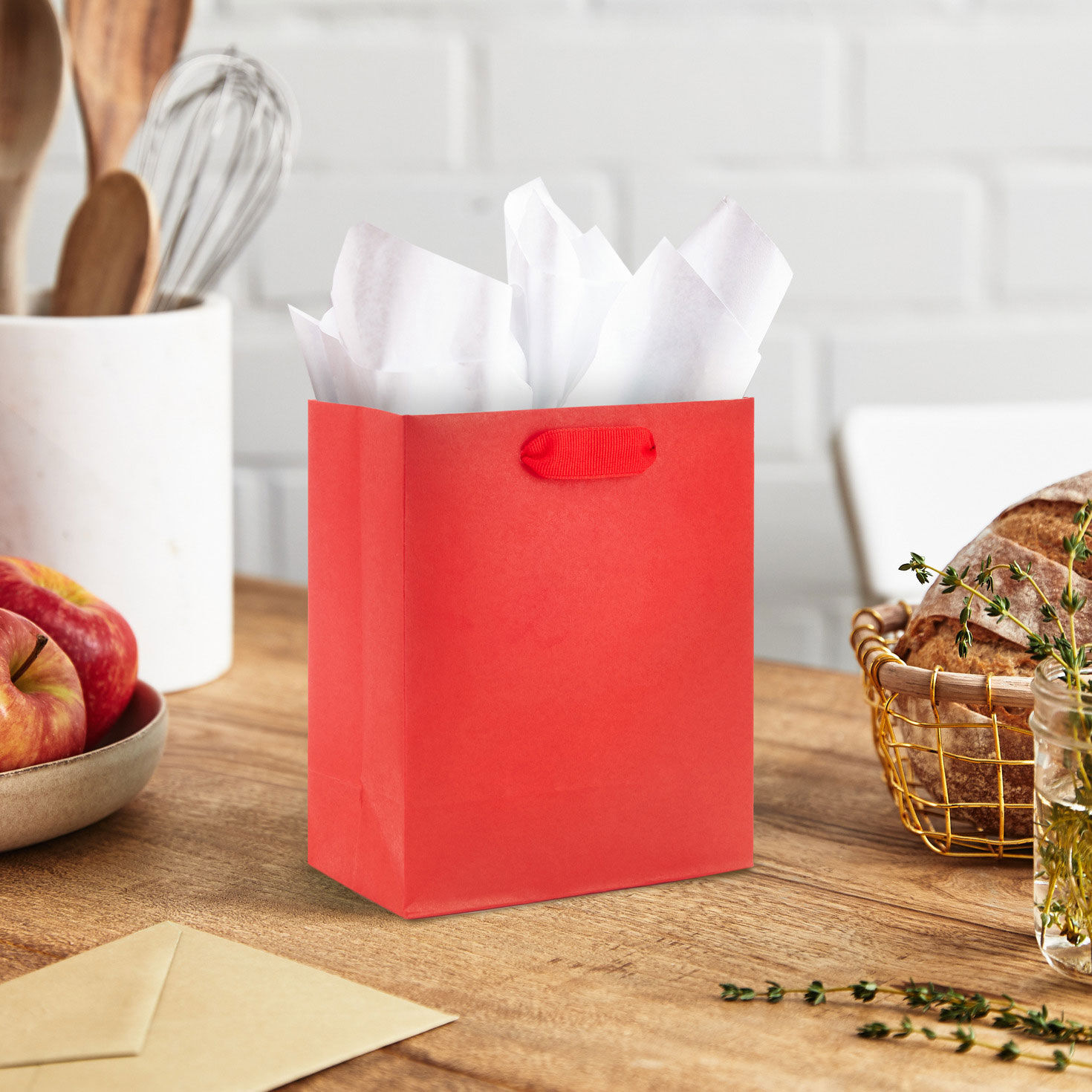 Solid Red Small Gift Bag in use image number 2