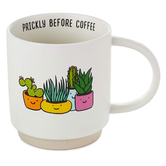 Prickly Before Coffee Succulents Funny Mug, 16 oz.