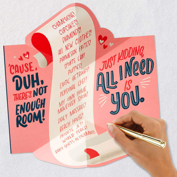 All I Need Is You Funny Pop-Up Valentine's Day Card for Husband, , large image number 7