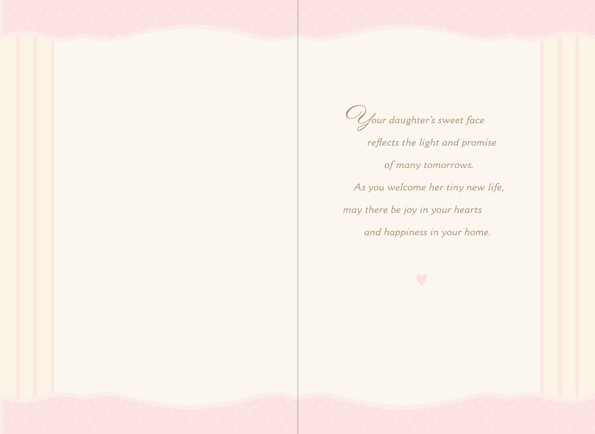Gown With Bow Baby Girl Christening Card