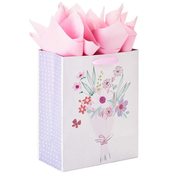 9.6" Fresh Flower Bouquet Medium Gift Bag With Tissue Paper, , large image number 5