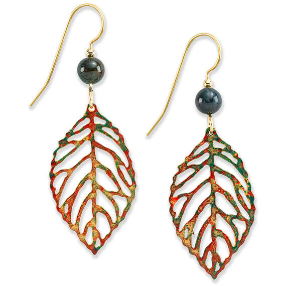 Colorful Leaf Metal Drop Earrings, , large image number 1