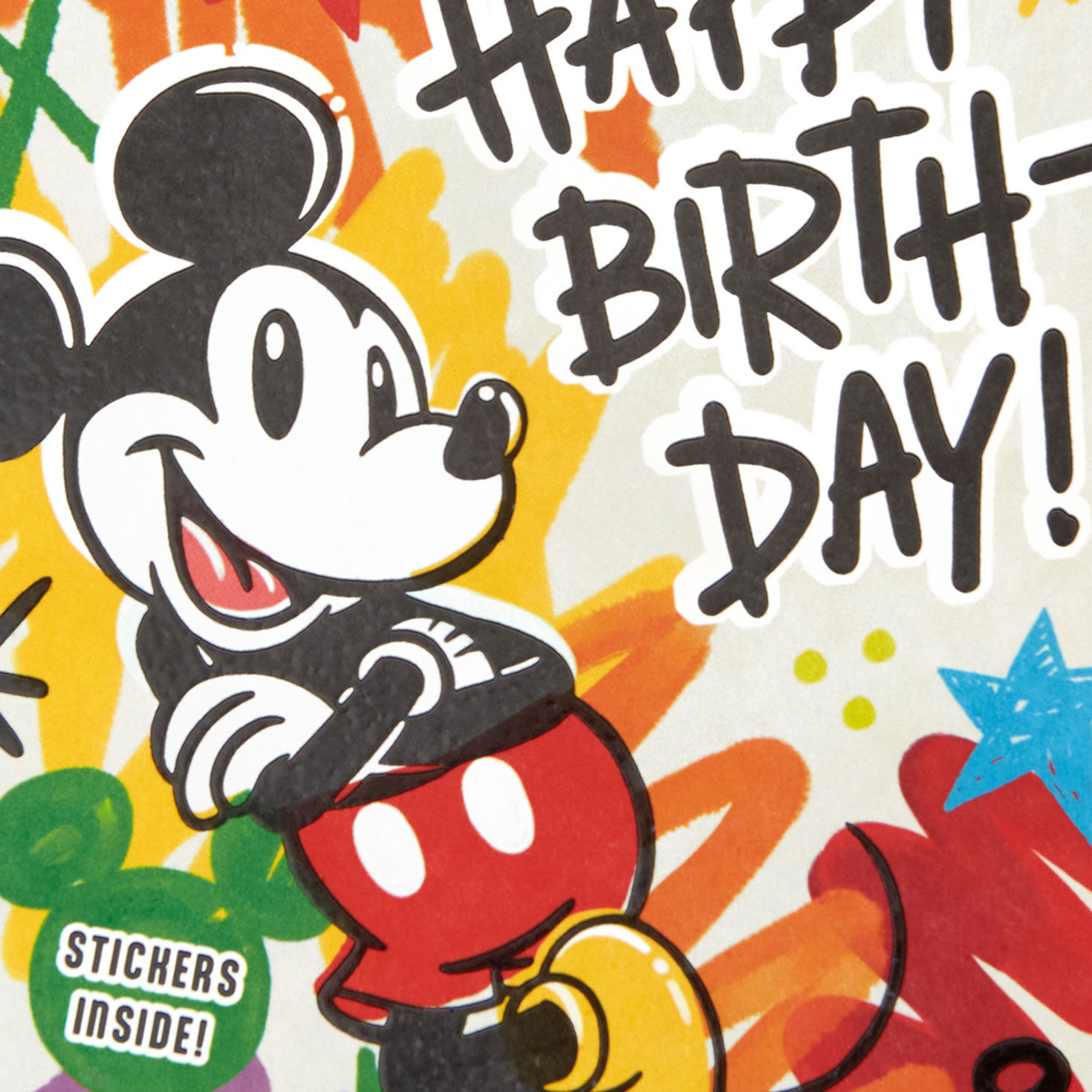 Orange, Blue and Red Doodles Disney Mickey Mouse Birthday Card Card Front Detail image number 4