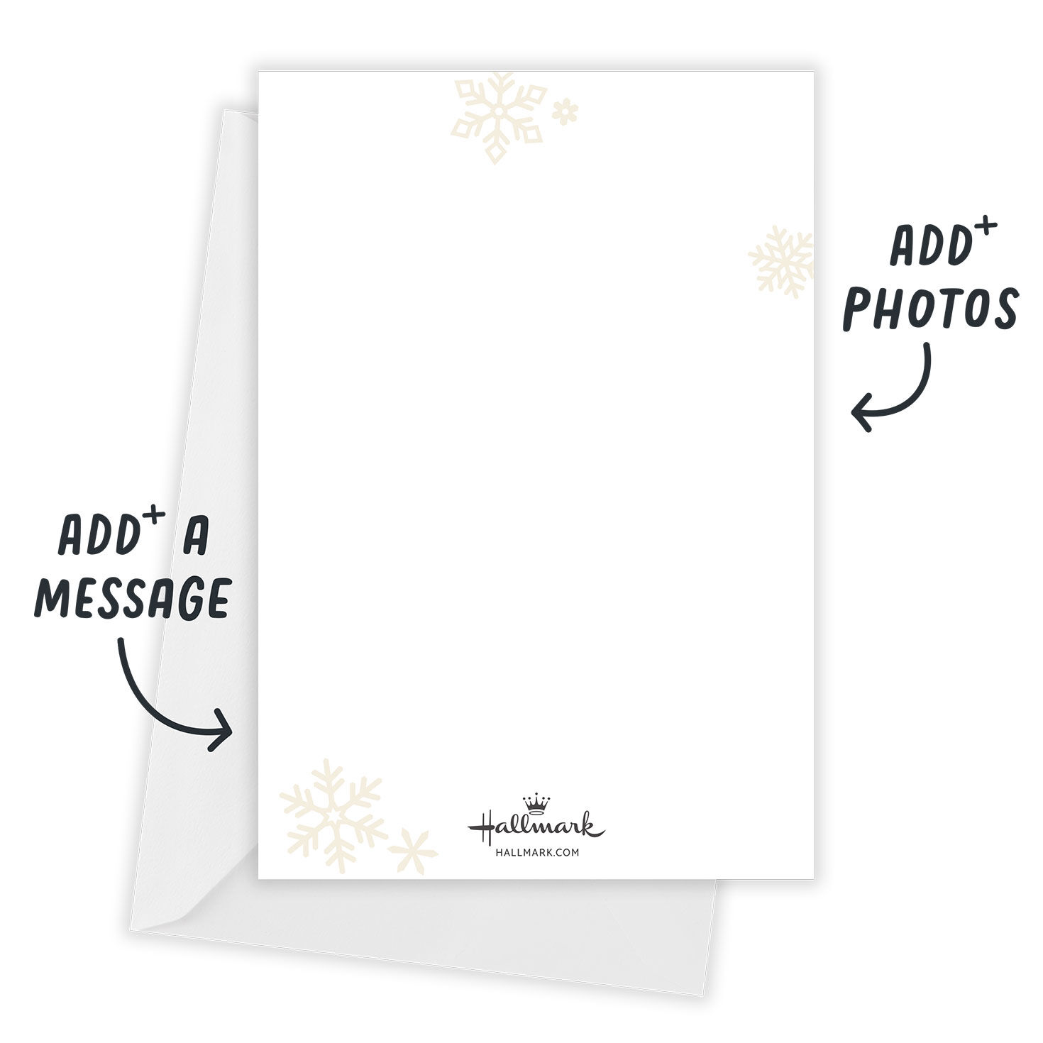 Snowflakes Arch Personalized Holiday Photo Card Open Card with Envelope indicating personalization image number 3
