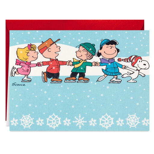 Peanuts® Gang Ice-Skating Blank Christmas Note Cards, Pack of 10, 