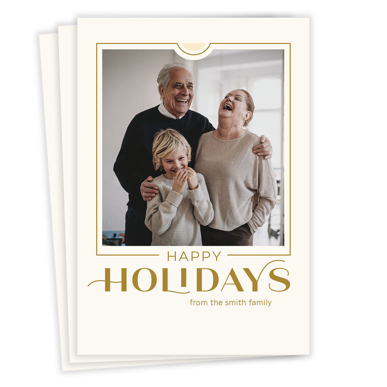 Golden Happy Flat Holiday Photo Card