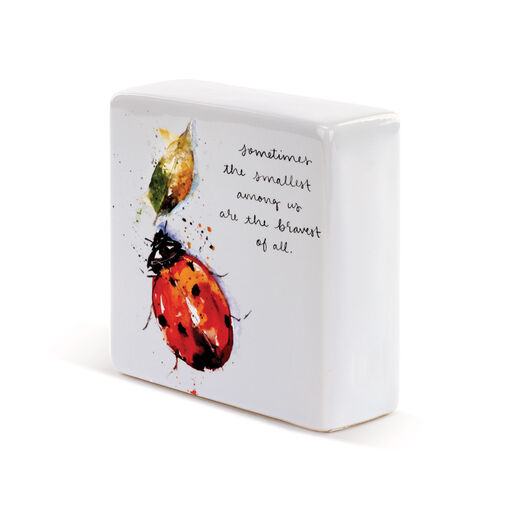 Demdaco Ladybug Ceramic Quote Block, 4x4, 