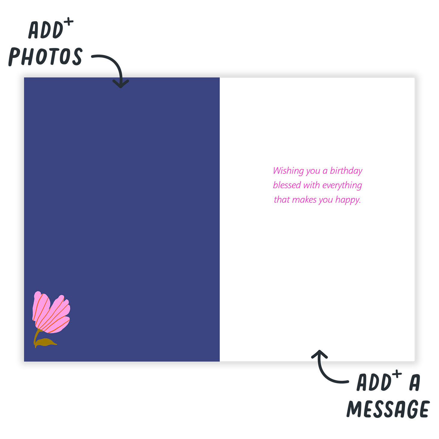 Modern Pink Flowers Personalized Birthday Card  image number 3