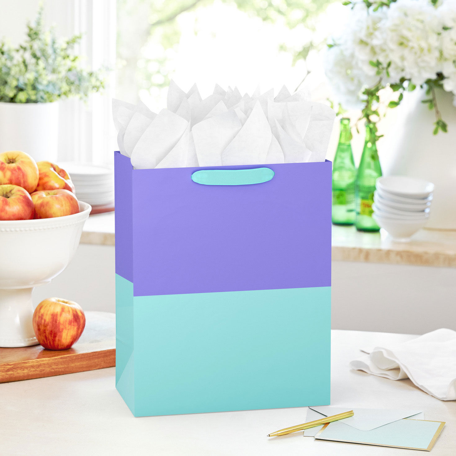 Lavender and Aqua Large Gift Bag in use image number 2