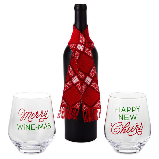 Wine Glasses and Scarf Festive Friend Bundle, 