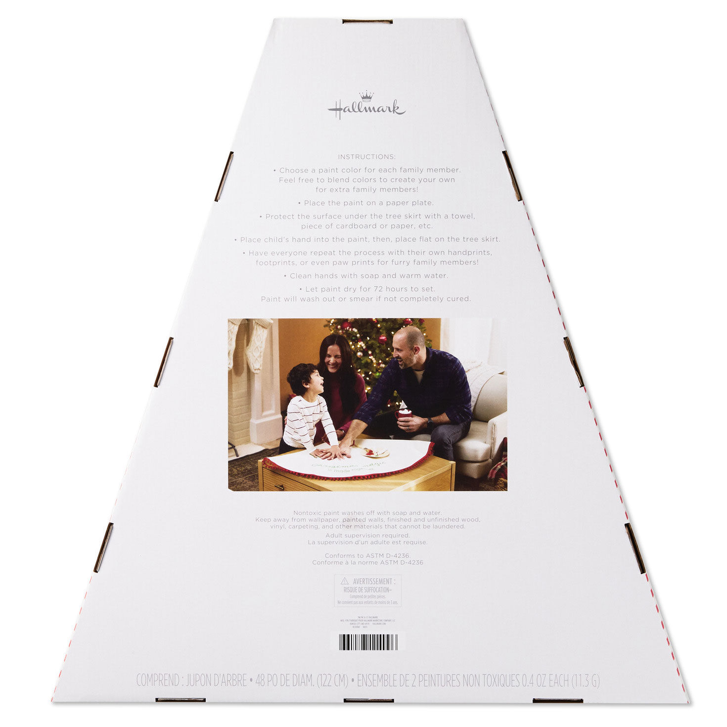 Canvas Christmas Tree Skirt With Handprint Paints package back  image number 6