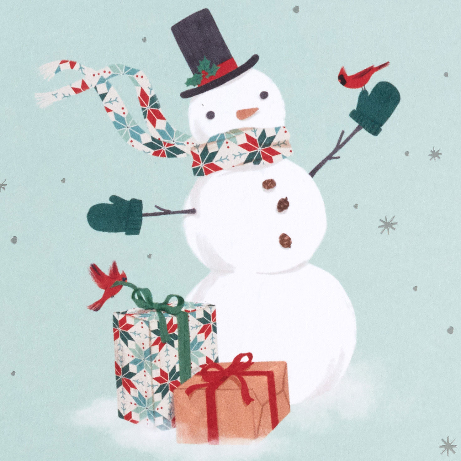 Festive Snowman on Green Packaged Christmas Cards, Set of 5, , large image number 5