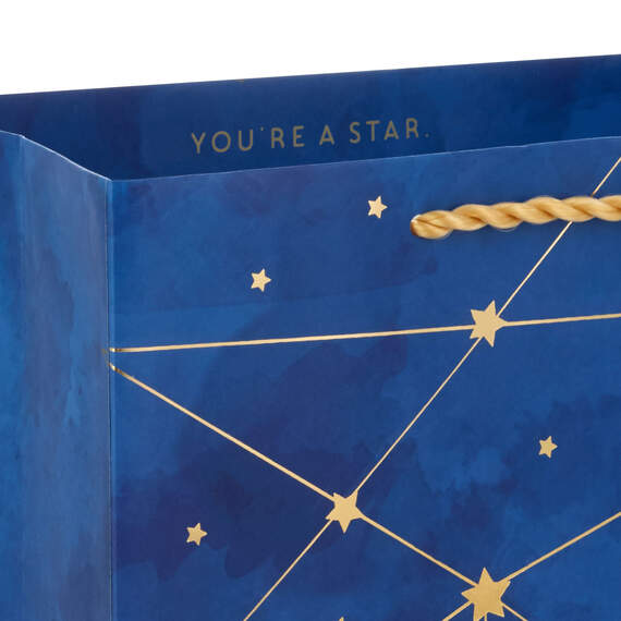 9.6" Gold Stars on Navy You Shine Medium Gift Bag, , large image number 4